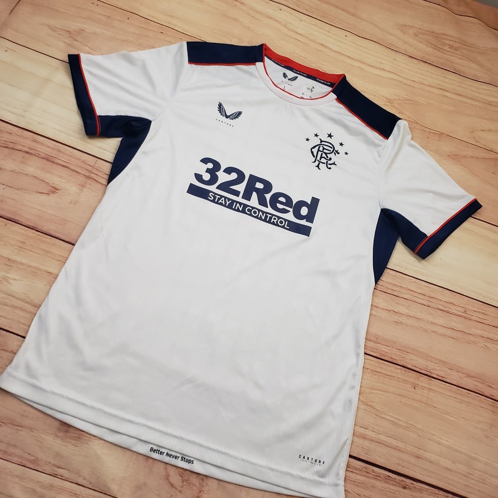 Castore Rangers FC Training Jersey Mens Large White 32Red Stay In Control Soccer - Picture 2 of 13